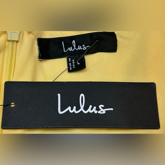 NWT Lulus Meet for Tea Yellow Jacquard Bustier Midi Dress with Pockets, Large - Picture 12 of 16